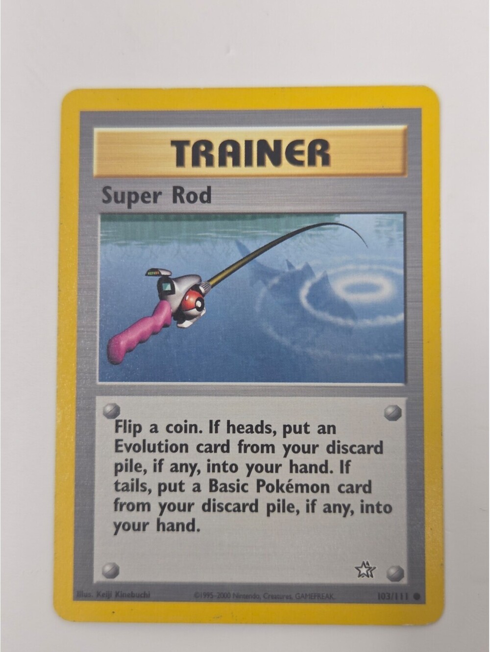 Pokémon Super Rod 103/111 2000 Neo Genesis Trainer Card Keiji Kinebuchi